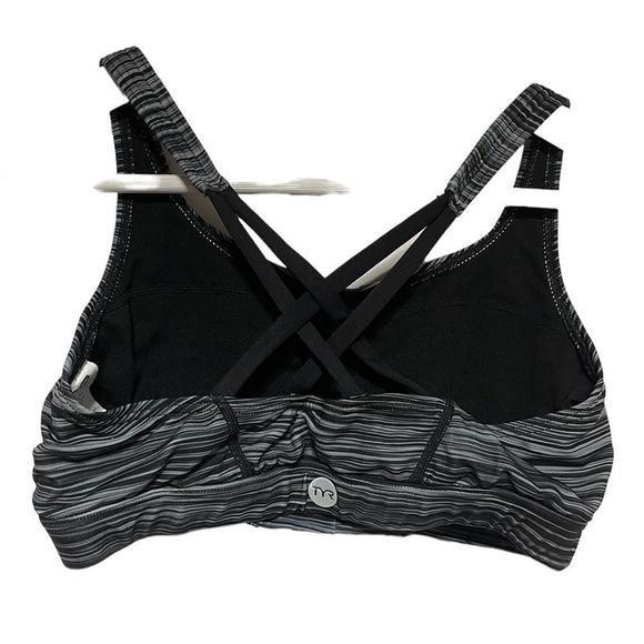 TYR Black/Gray Cross Back Sports Bra Large 10/12 - Picture 4 of 14